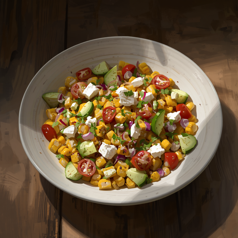 Knuspriger Mais- Gurkensalat mit cremigem Kräuterdressing